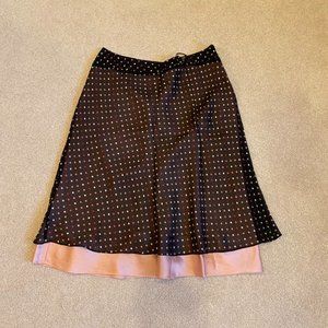 Context Brown and Pink Polka Dot Slip Skirt Sz 4